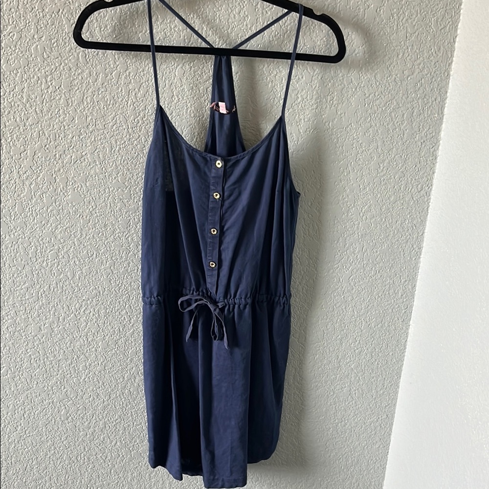 Navy Blue Linen Dress